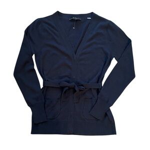 MAXSPORT V-neck Button Front Wool Blend Knit Cardigan Belted NEW